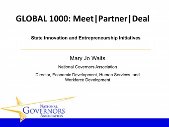GLOBAL 1000: Meet|Partner|Deal  State Innovation and Entrepreneurship Initiatives  Mary Jo Waits