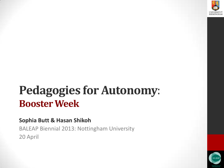 pedagogies for autonomy