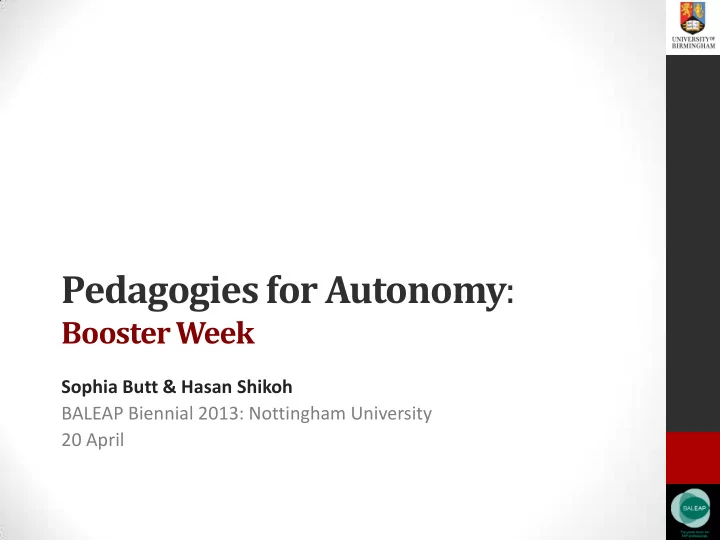 pedagogies for autonomy