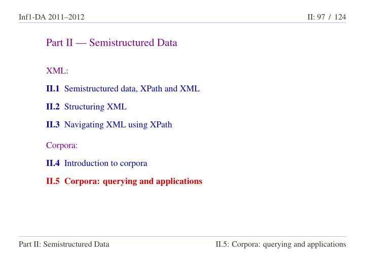 part ii semistructured data