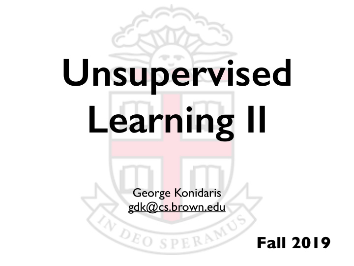 unsupervised learning ii