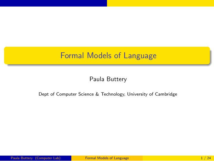 formal models of language