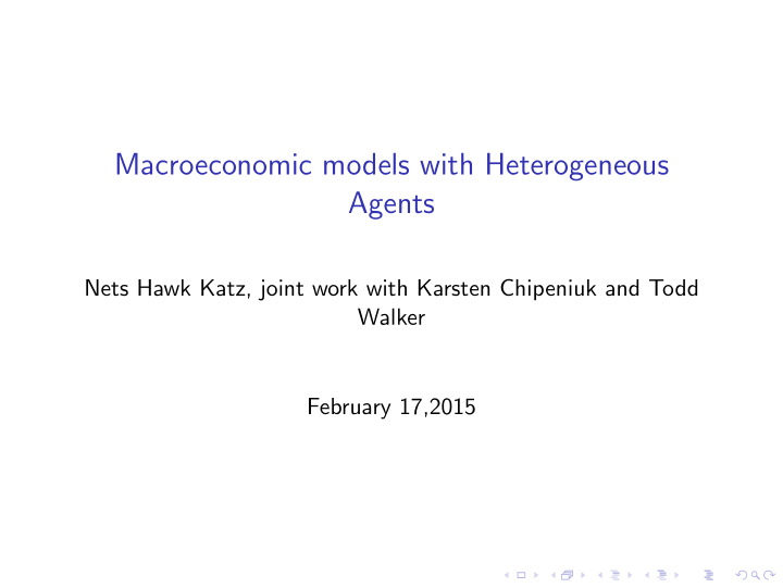 macroeconomic models with heterogeneous agents