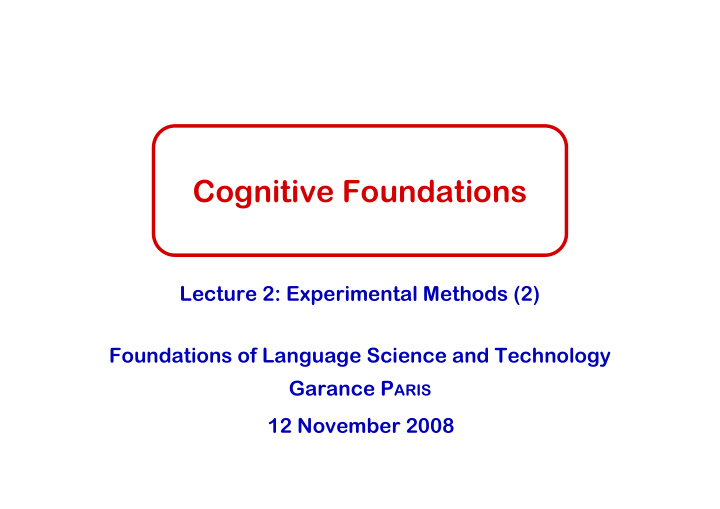 cognitive foundations