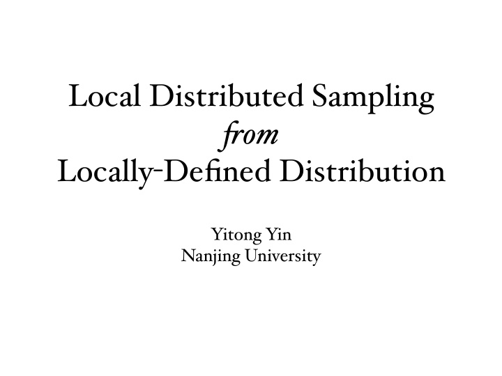 local distributed sampling om locally defined distribution