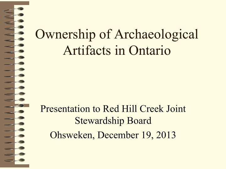 ownership of archaeological artifacts in ontario