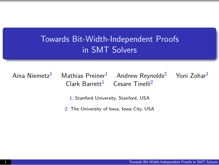 towards bit width independent proofs in smt solvers