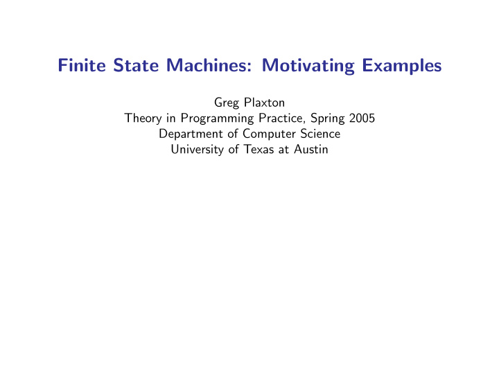finite state machines motivating examples