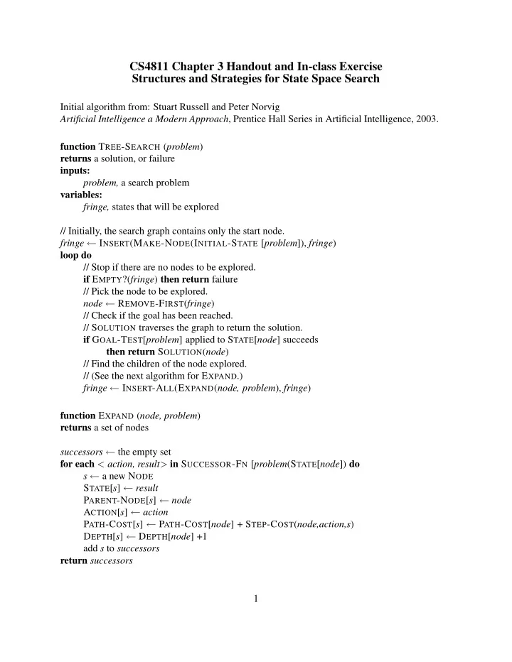 cs4811 chapter 3 handout and in class exercise structures