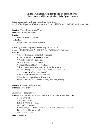CS4811 Chapter 3 Handout and In-class Exercise  Structures and Strategies for State Space Search