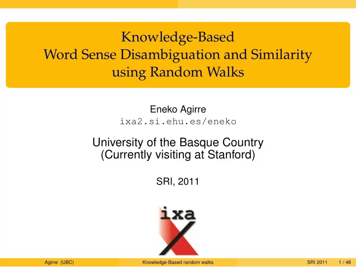 knowledge based word sense disambiguation and similarity