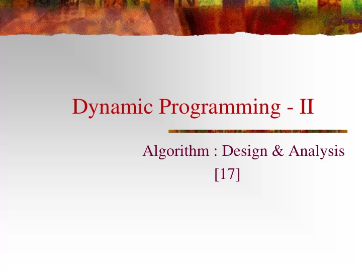 dynamic programming ii