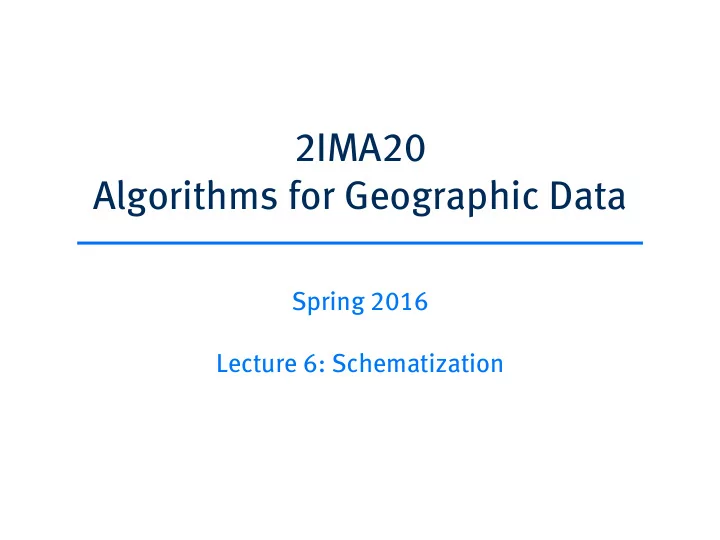 2ima20 algorithms for geographic data
