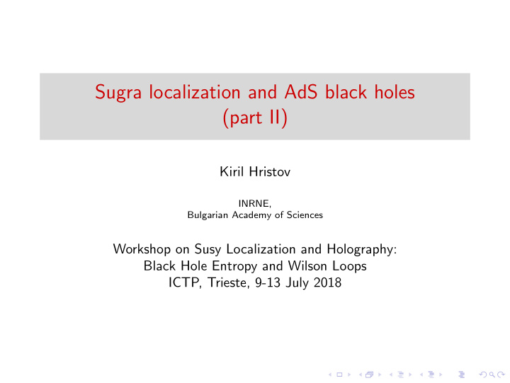 sugra localization and ads black holes part ii