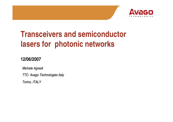 transceivers and semiconductor lasers for photonic