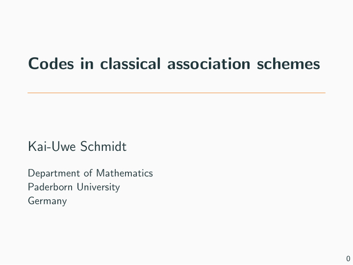 codes in classical association schemes