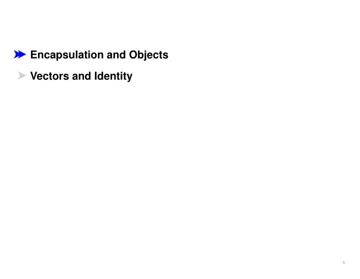 encapsulation and objects vectors and identity