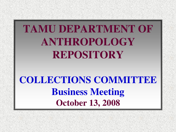 tamu department of anthropology repository