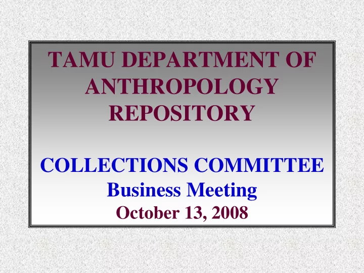 tamu department of anthropology repository