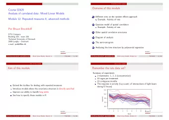 Overview of this module  Course 02429  Analysis of correlated data: Mixed Linear Models  Different