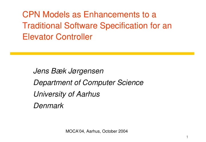 cpn models as enhancements to a traditional software