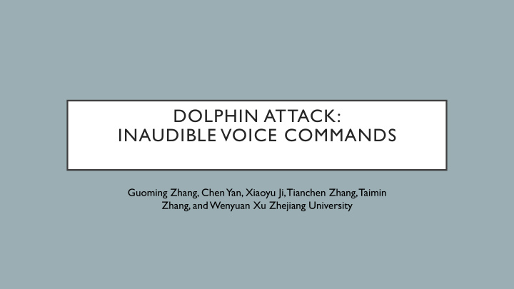 dolphin attack inaudible voice commands