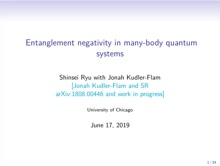entanglement negativity in many body quantum systems