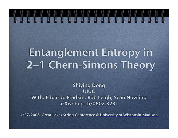 entanglement entropy in 2 1 chern simons theory