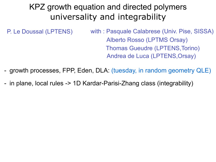 universality and integrability