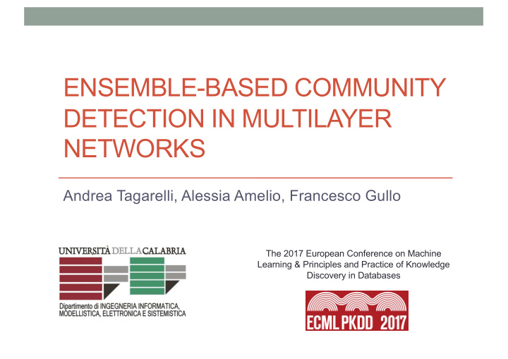 ensemble based community detection in multilayer networks