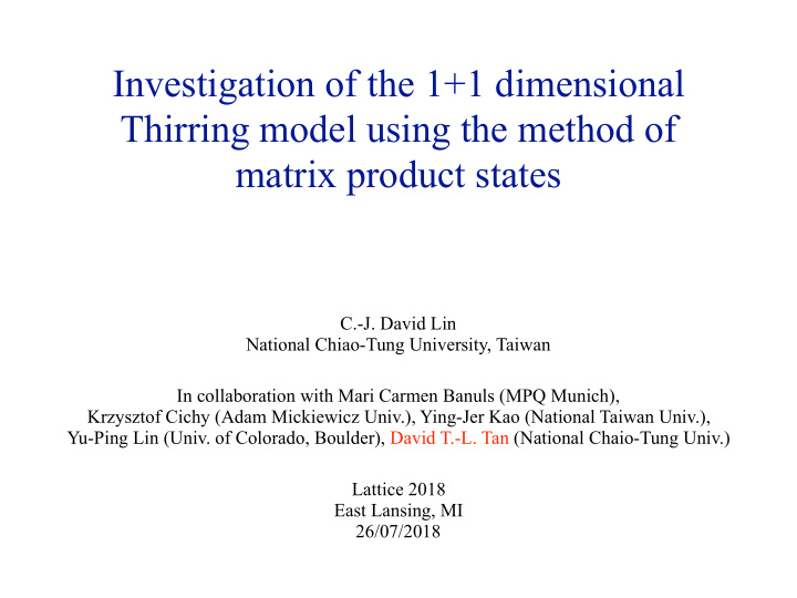 investigation of the 1 1 dimensional thirring model using