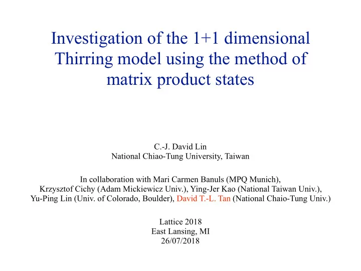 investigation of the 1 1 dimensional thirring model using