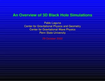 An Overview of 3D Black Hole Simulations  Pablo Laguna  Center for Gravitational Physics and