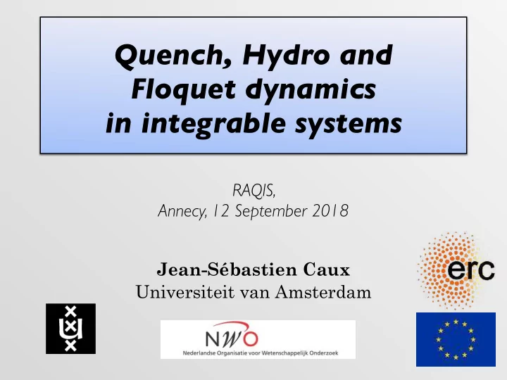 quench hydro and floquet dynamics in integrable systems
