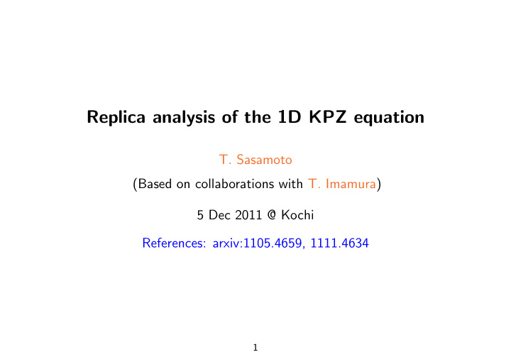 replica analysis of the 1d kpz equation