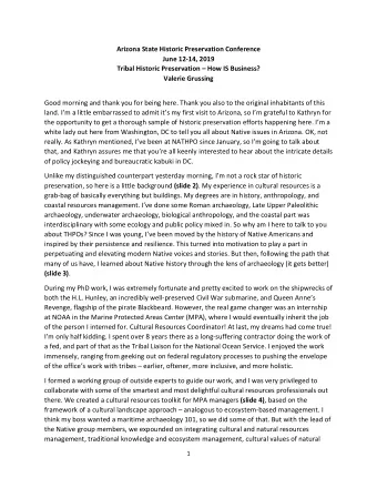 Arizona State Historic Preservation Conference  June 12-14, 2019  Tribal Historic Preservation