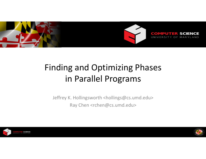 finding and optimizing phases in parallel programs