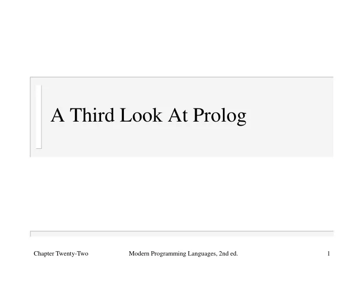 a third look at prolog
