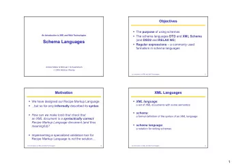 Schema Languages  Schema Languages  Regular expressions  a commonly used  formalism in schema
