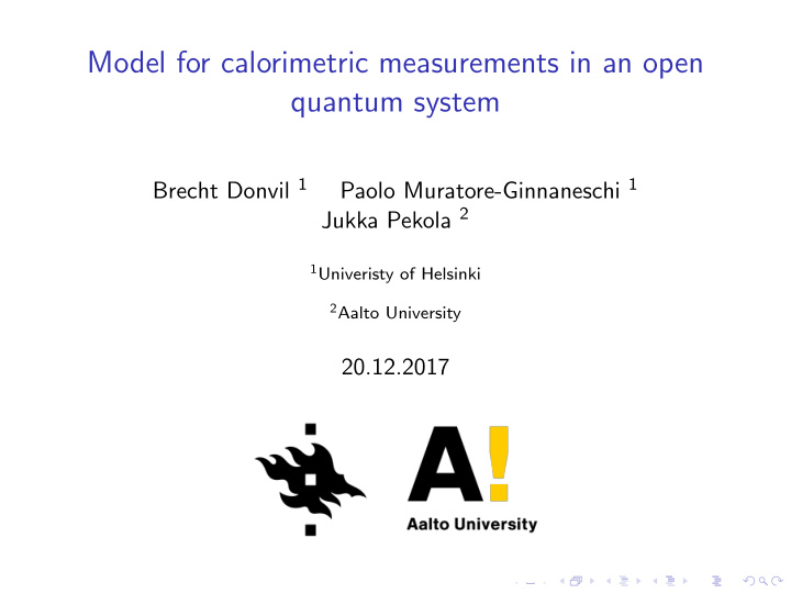 model for calorimetric measurements in an open quantum