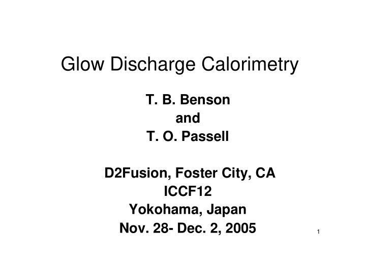 glow discharge calorimetry