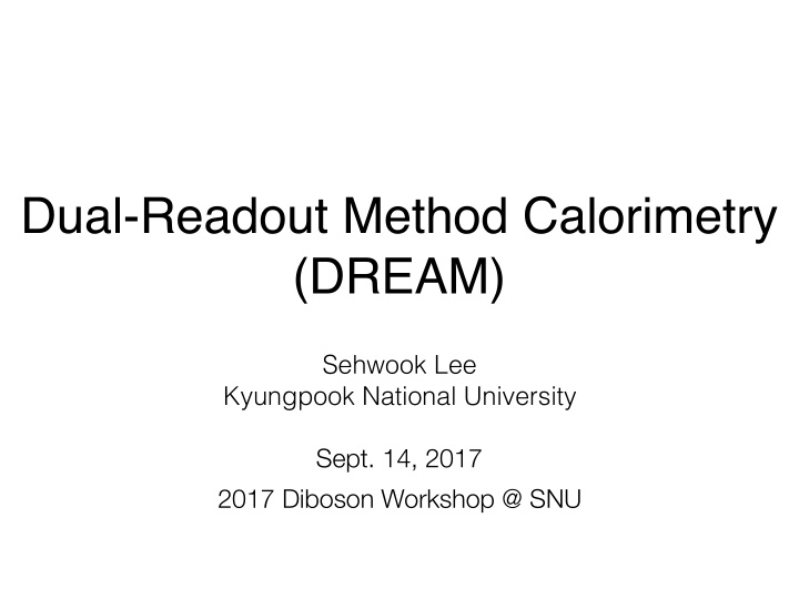 dual readout method calorimetry dream