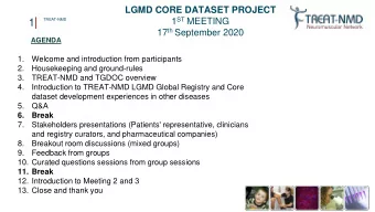 1 |  TREAT-NMD 17 th September 2020  AGENDA  1.  Welcome and introduction from participants  2.