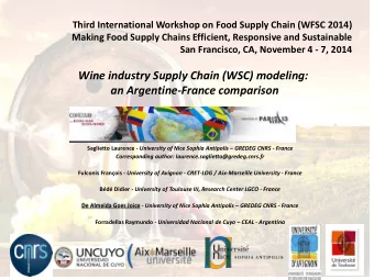 Wine industry Supply Chain (WSC) modeling:  an Argentine-France comparison Saglietto Laurence -