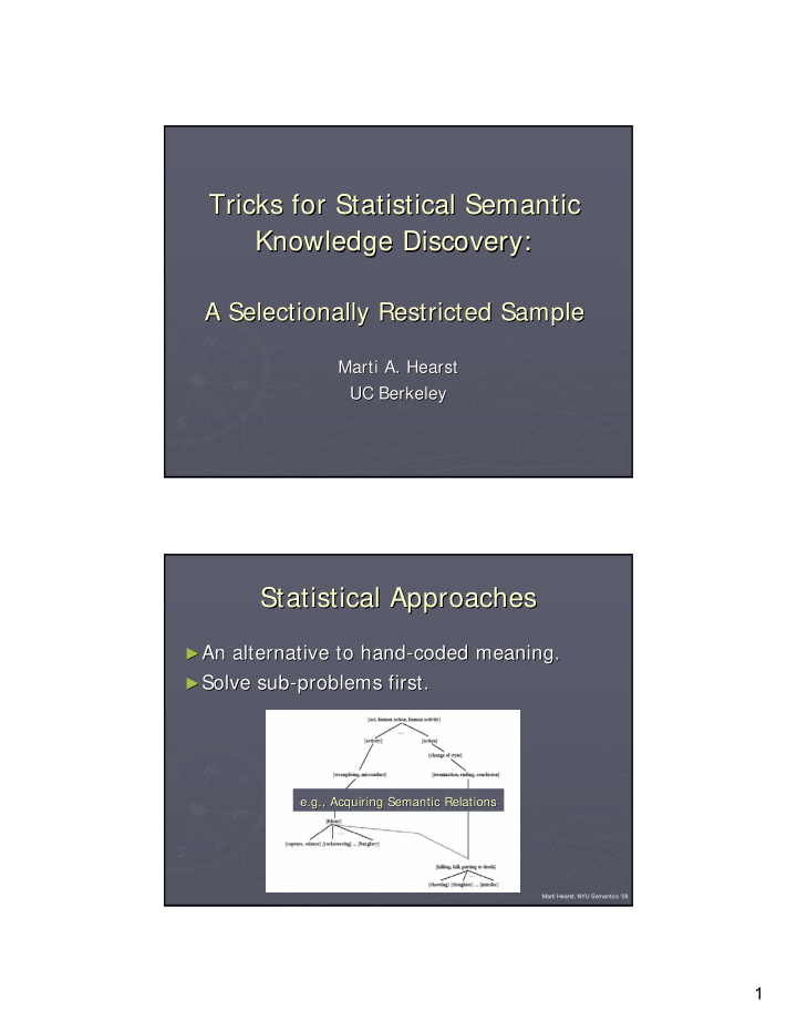 tricks for statistical semantic tricks for statistical