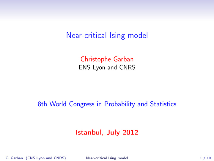 near critical ising model