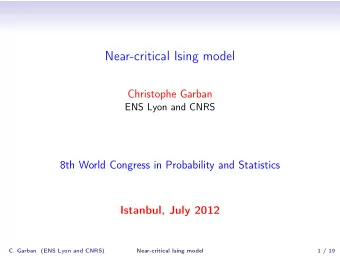 Near-critical Ising model  Christophe Garban  ENS Lyon and CNRS  8th World Congress in Probability