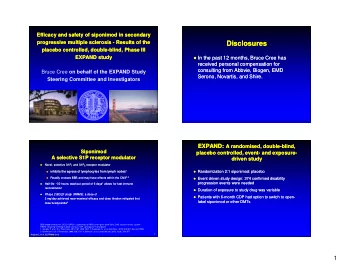 Disclosures  Disclosures  placebo controlled, double-blind, Phase III  placebo controlled,
