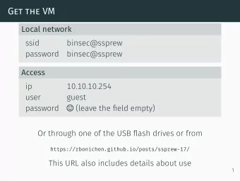 Get the VM  Local network  ssid  binsec@ssprew  password  binsec@ssprew  Access  ip  10.10.10.254