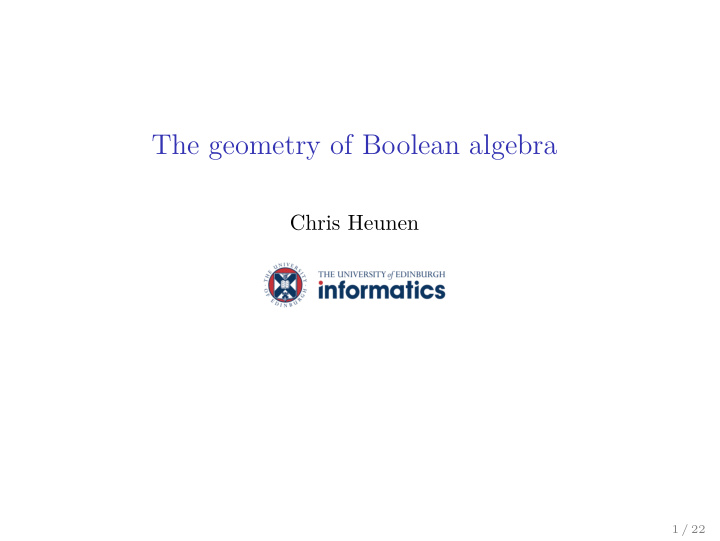 the geometry of boolean algebra